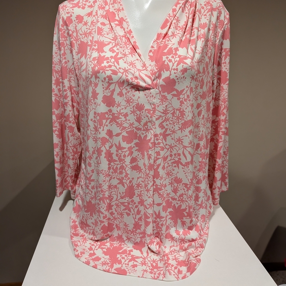 Blouse Charter Club Femme, Taille Plus 3X, Avec Volants, Rose Et Blanc, Neuve Avec étiquettes